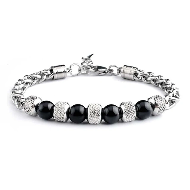 Factory Price in Stock Fashion Jewelry 23CM Men Bracelets Stone Bracelets Stainless Steel Bracelets for Boy Girls