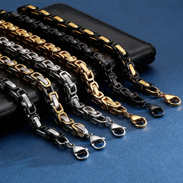 Wholesale 316l Stainless Steel Link Chain Byzantine Bracelet for Men
