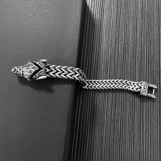 Punk Vintage Fashion Jewelry Men Stainless Steel Punk Mens Animal Opening Chain Bracelet