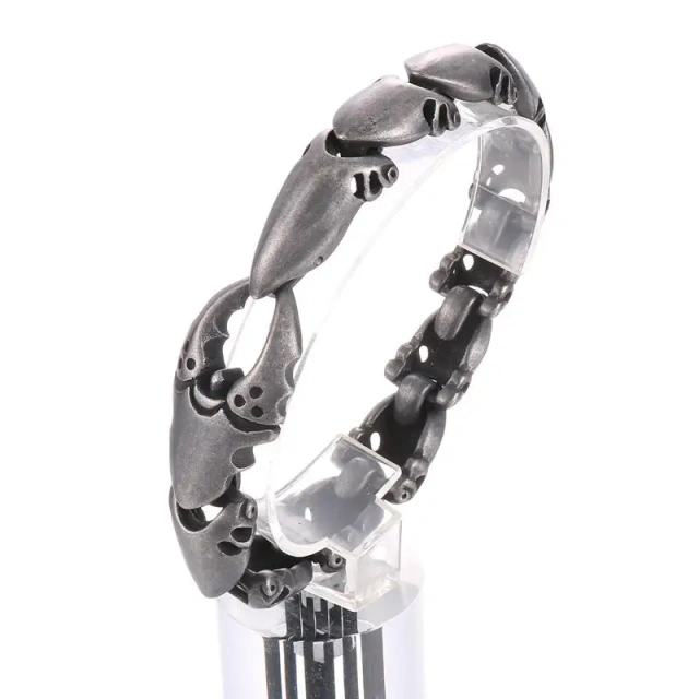 In Stock 225CM Men Punk Silver/oxidized Black Stainless Steel Crab Claw Links Bracelets