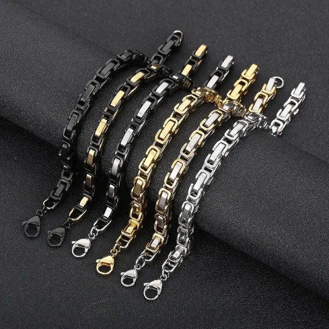 Wholesale 316l Stainless Steel Link Chain Byzantine Bracelet for Men