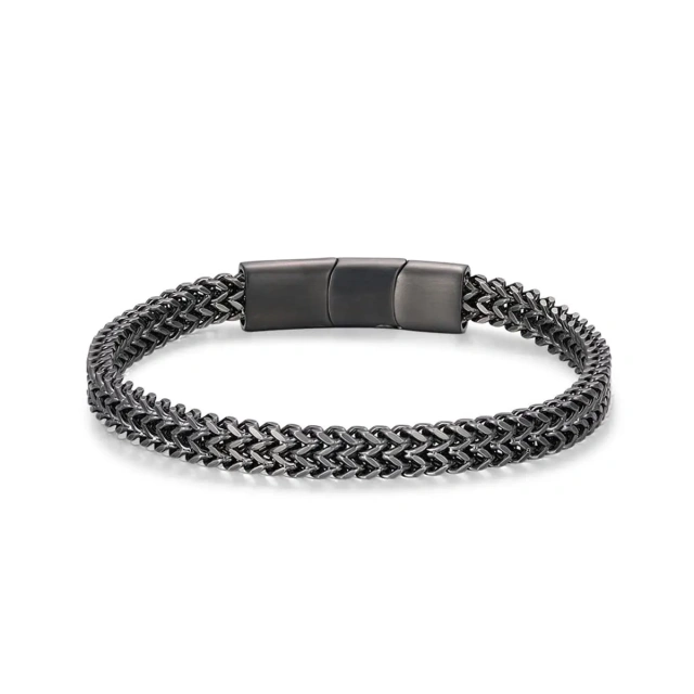Silver Woven Chain Bracelet Black Stainless Steel Bracelet Three Layer Magnetic Buckle Bracelet for Women Men Jewelry Gift