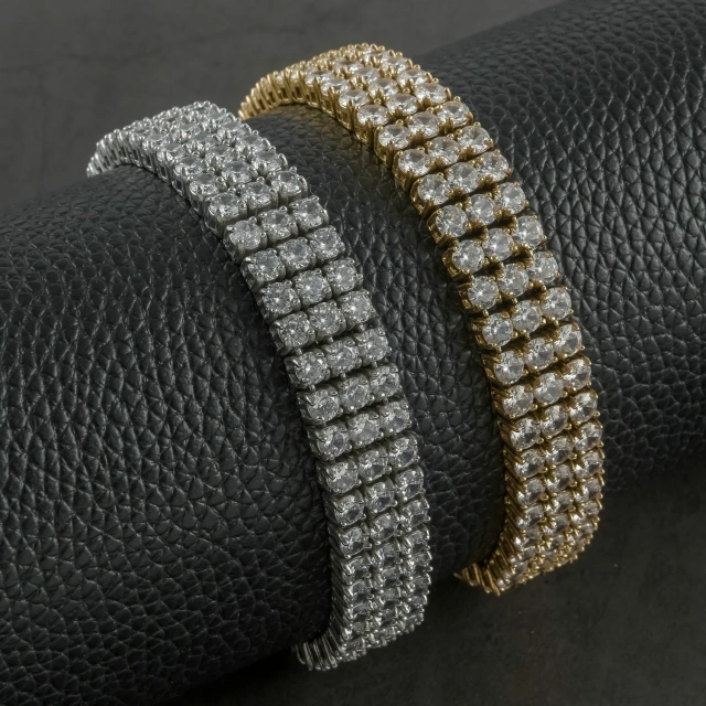 China Supplier Men Zircon Stainless Steel Bracelet Gold and Silver Plated Wholesale Price