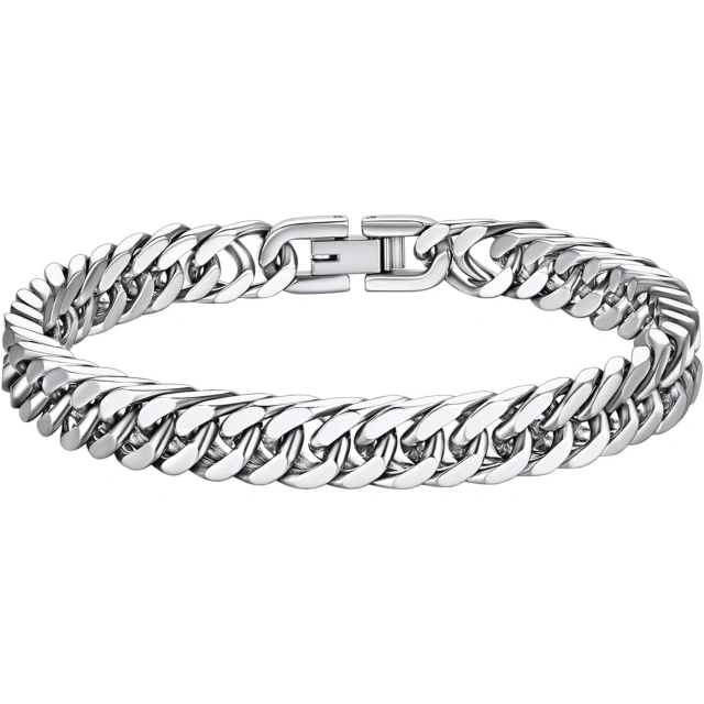 Mens 210mm Casual Stainless Steel Hip Hop Rapper Cuban Links Bracelet