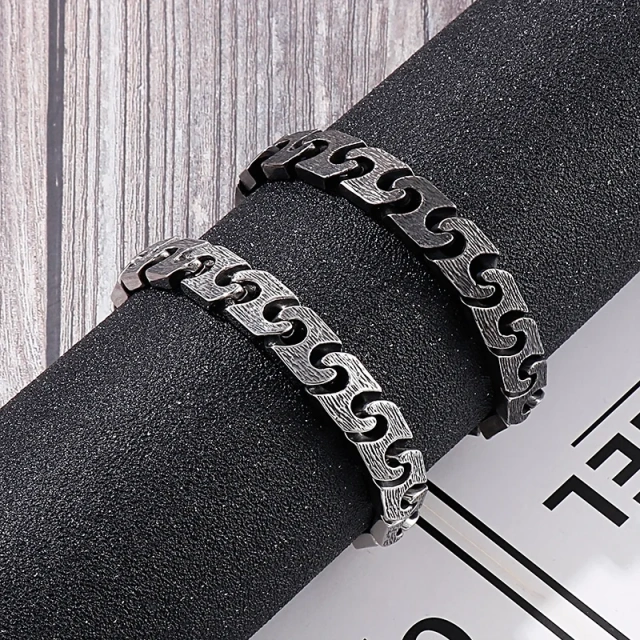 Men 220mm Silver/grey Punk Stainless Steel Links Bracelet