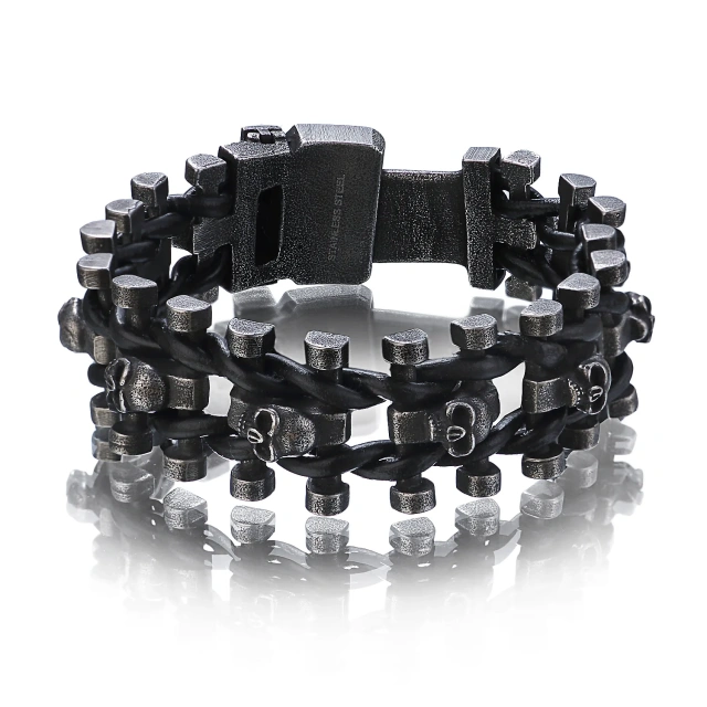 Punk Skull Wholesale Stainless Steel Chain Bracelet for Men