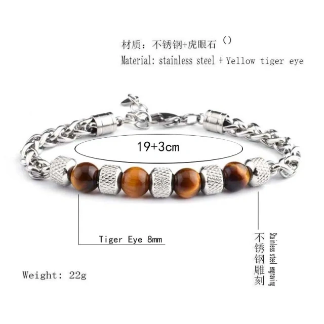 Factory Price in Stock Fashion Jewelry 23CM Men Bracelets Stone Bracelets Stainless Steel Bracelets for Boy Girls