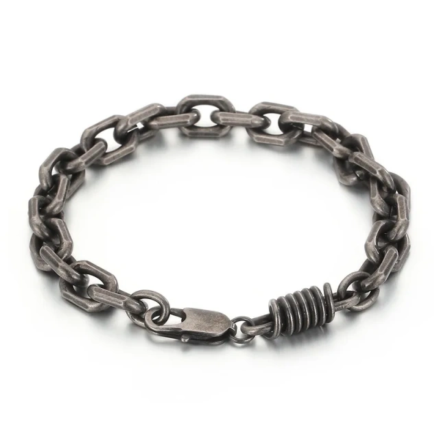 Mens Punk Stainless Steel Ot Clasp Links Bracelet With Skull Charms