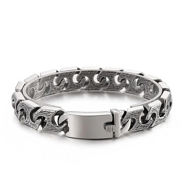Men 220mm Silver/grey Punk Stainless Steel Links Bracelet