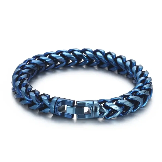 230mm Unisex Casual Silver/gold/black/blue/rainbow Stainless Steel Herringbone Bracelets