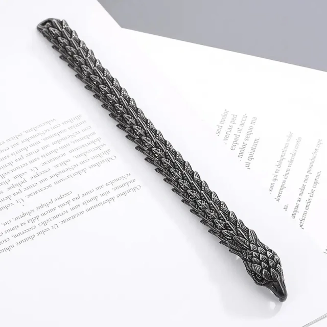 220mm Men Punk Oxidized Black/silver Stainless Steel Links Bracelet With Hawk Head Clasp