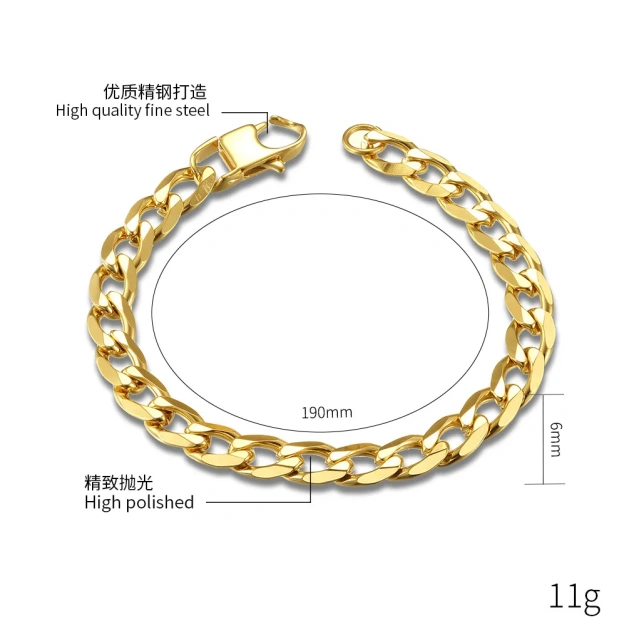 In Stock Fashion Jewelry 19CM 21CM Steel Cuban Bracelet Men Stainless Steel Bracelet Silver Gold Bracelet for Man