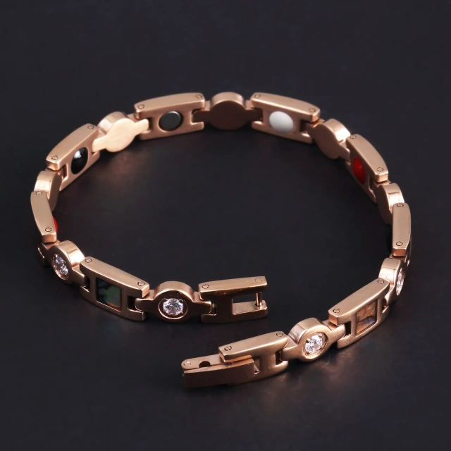Wholesale Pure Titanium Jewelry Bracelet Inlay CZ and Shell Magnet Bracelet Titanium Bracelet Jewelry for Women Men