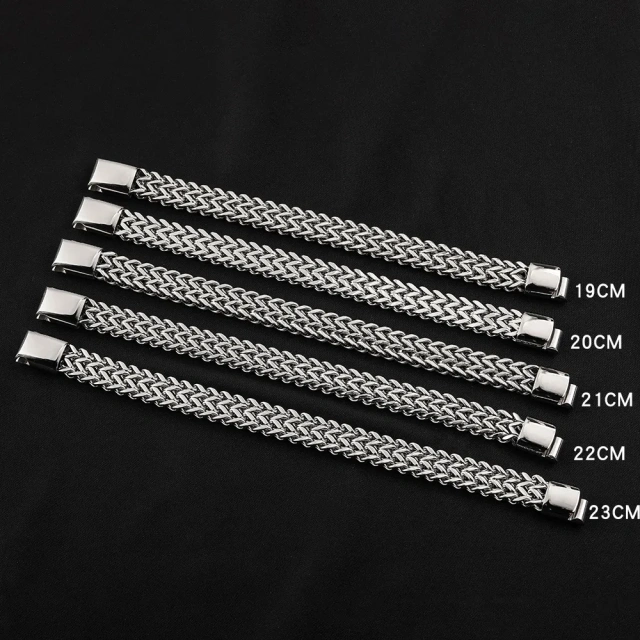 Hip Hop 316L Stainless Steel Jewelry Titanium Steel Bracelet Braided Cuban Chain Engraving Men Bracelet