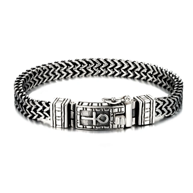 Men's Fashion Men Stainless Steel Bracelet Punk Hip Hop Bracelet Titanium Steel