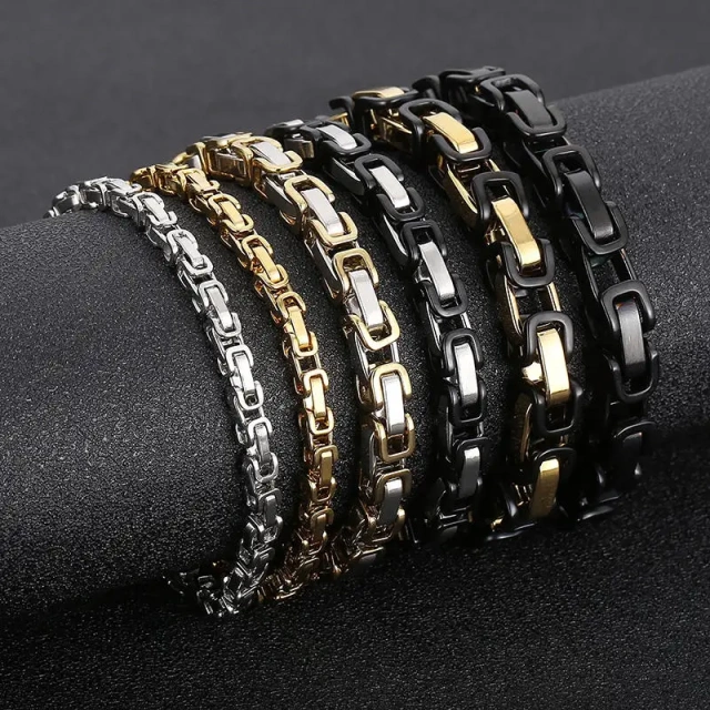 Wholesale 316l Stainless Steel Link Chain Byzantine Bracelet for Men