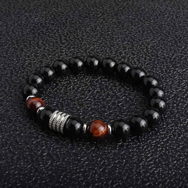 In Stock Men Fashion Jewelry Tiger Eye Stone Design Bracelet 19.5cm Stainless Steel Stone Bracelets for Men Boys