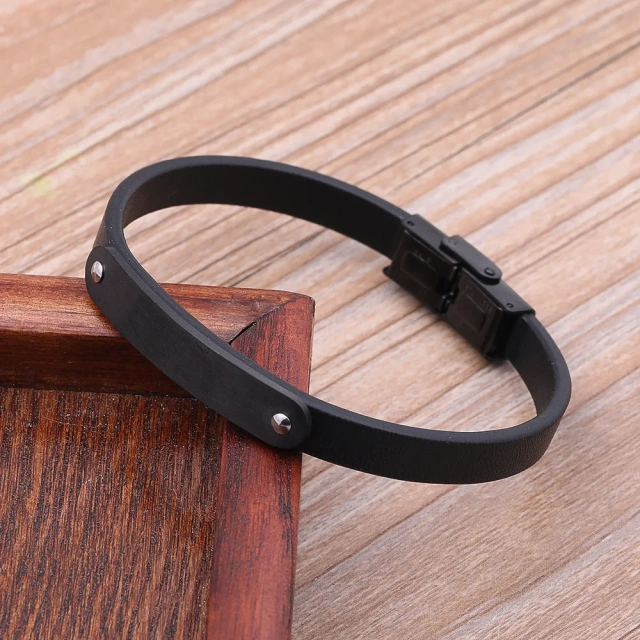 Luxury Jewelry Stainless Steel Bracelets Mens Bracelets Can Be Carved Black Braided Leather Bracelet Braided