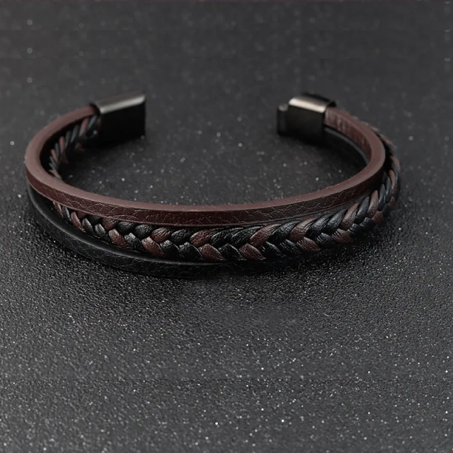 2023 Factory Customized Brown Black Bracelets Women Men Fashion Jewelry Leather Bracelet for Couple Bracelet