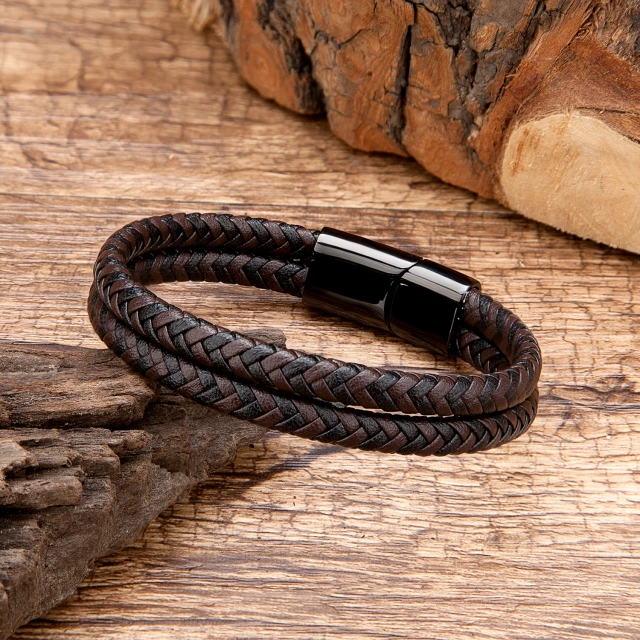 2024 Factory Wholesale Fashion Bracelet Accessories Men Stainless Steel Bracelet Leather Man Bracelet Chain