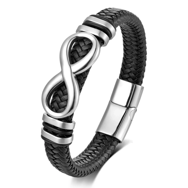 Ready to Ship High Quality Silver Black Gold Stainless Steel Leather Bracelet Custom Bracelet Man Bracelet Jewelri