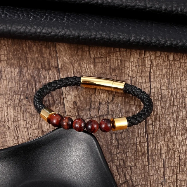 High Quality Fashion Stainless Steel Jewelry Silver Black Gold Plated Stainless Steel Bracelet for Men Leather Bracelet