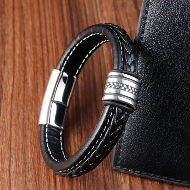 Luxury Men Leather Bracelet Supplier Directly Sell Real Leather Bracelets and Bangles Wholesales
