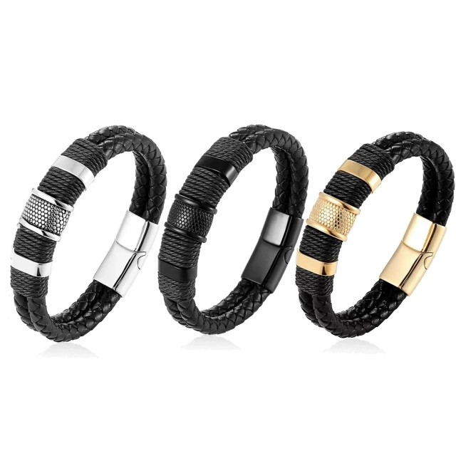 Custom Men Jewelry Handmade 18CM 19CM 20CM 21CM 22CM Wholesale Bracelets Steel Gold Plated Bracelet Braid Rope Bracelet