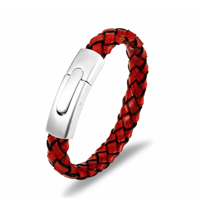 High Quality Leather Bracelet Brown Red Black Color Genuine Leather Bracelets for Men