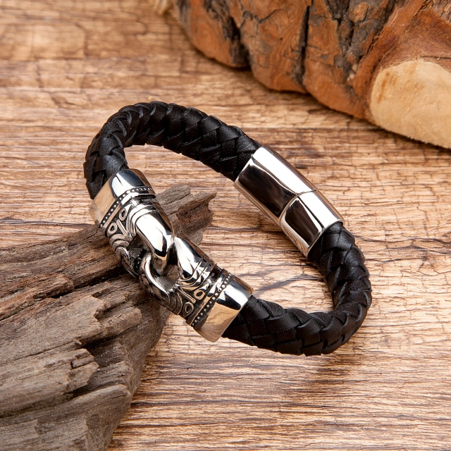 Fashion Mens Jewelry Leather Bracelete Braided Leather Bracelet for Men's Hand Bracelet