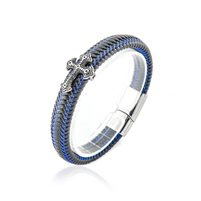 Fashion Jewelry Leather Bracelet Black Brown 316l Stainless Steel Clasp Men Bracelet for Men