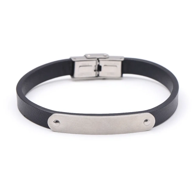 Luxury Jewelry Stainless Steel Bracelets Mens Bracelets Can Be Carved Black Braided Leather Bracelet Braided