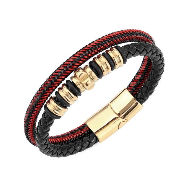 Wholesale Hot Sale Jewelry Stainless Steel Bracelet Luxury Black Leather Bracelet Braided Chain