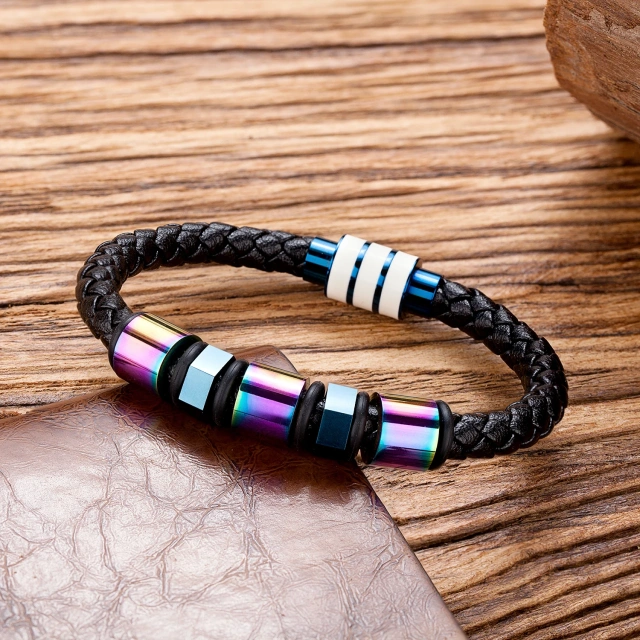 Luxury Fashion Jewelry Custom Bracelet Man Stainless Steel Bracelet Men Leather