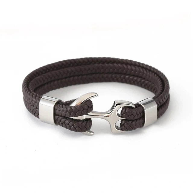 Best Price logo Bracelet for Men Black Leather Bracelet