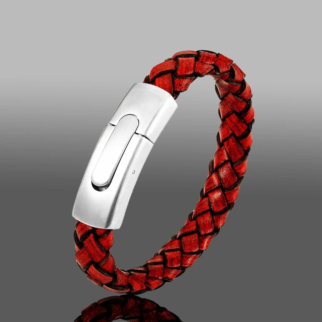 High Quality Leather Bracelet Brown Red Black Color Genuine Leather Bracelets for Men