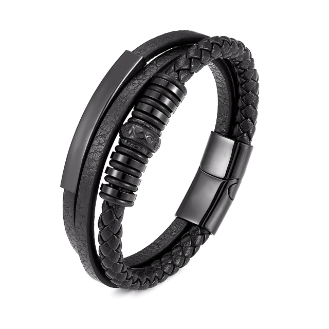 2022 Wholesale High Quality Fashion Genuine Custom Logo Leather Bracelet for Men