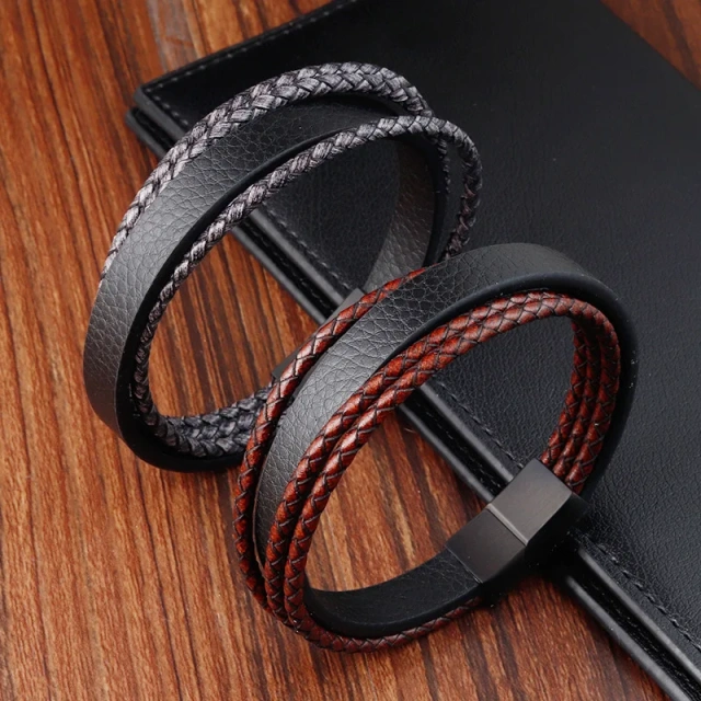 Customizable Fashion Logo Personalized Leather Bracelet for Men and Women Unisex Bulk Order