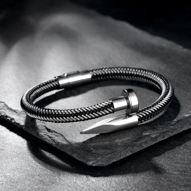 Factory Direct Sales New Simple Personalized Stainless Steel Charm Bracelets Men's Bracelet Wire Bracelet