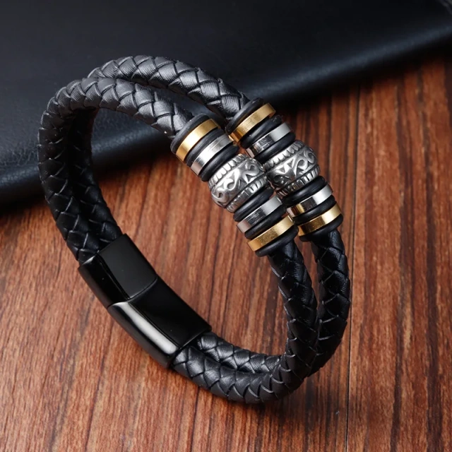 Cheap Mens Leather Bracelets with Best Price Men's Fashion Jewelry Mens Leather Bracelet Wholesale Directly