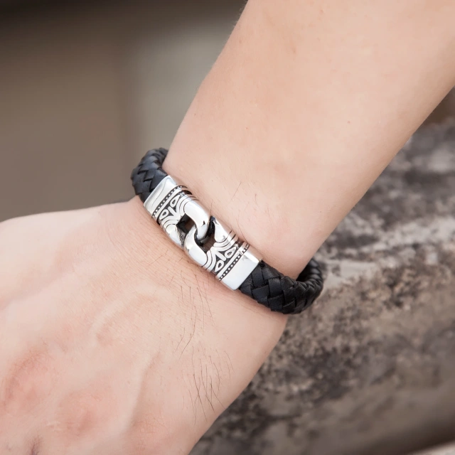 Fashion Mens Jewelry Leather Bracelete Braided Leather Bracelet for Men's Hand Bracelet