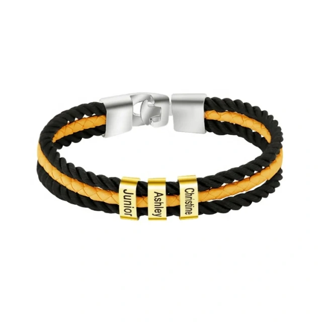 Retro Metal Leather Bracelets Sets Men Jewelry Vintage Handmade