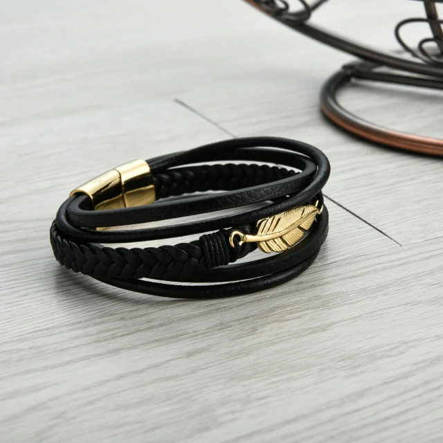 Wholesale Luxury Accessories Jewelry Mens Magnetic Clasp Men Jewelry Bracelet Leather Bracelet