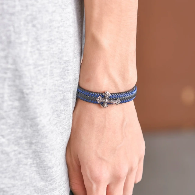 Fashion Jewelry Leather Bracelet Black Brown 316l Stainless Steel Clasp Men Bracelet for Men