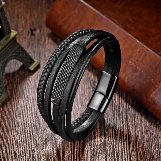 Wholesale Price Stainless Steel Jewelry Cord Leather Bracelet Gold Bracelet Fashion Jewelry Bracelet for Men Women