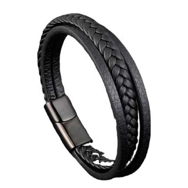 2023 Factory Customized Brown Black Bracelets Women Men Fashion Jewelry Leather Bracelet for Couple Bracelet