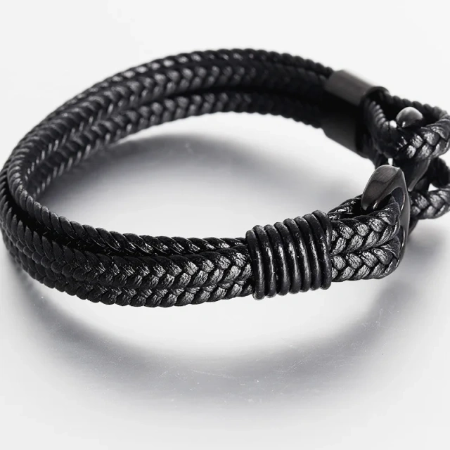 New Stock Retro Simple Real Genuine Leather Bracelet Punk Rock Men Leather Bracelet