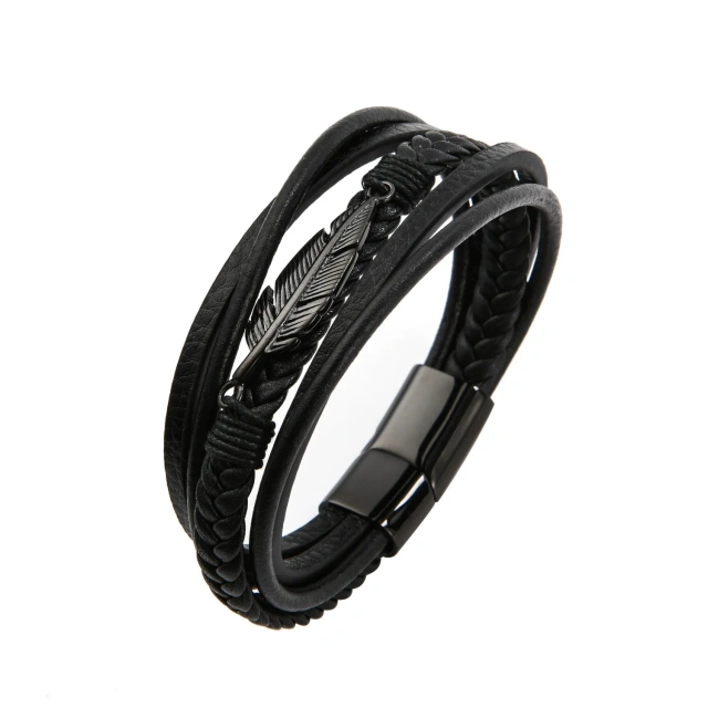 Genie Leather Men Bracelet Stainless Steel 2023 Twisted Stainless Steel Men Bracelet