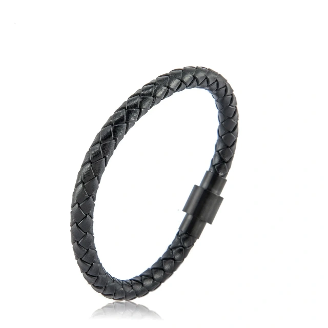 China Wholesale Men Bracelets Metal Luxury Brand Man Steel Leather Bracelet