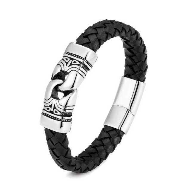 Fashion Mens Jewelry Leather Bracelete Braided Leather Bracelet for Men's Hand Bracelet